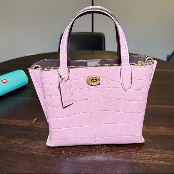 Coach Handbags - Coach Light purple/pink Croc-Embossed Crossbody Bag
